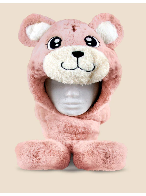 GORRO CON BUFANDA INFANTIL OSO C/U 3