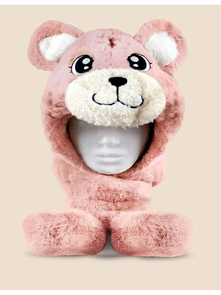 GORRO CON BUFANDA INFANTIL OSO C/U 3