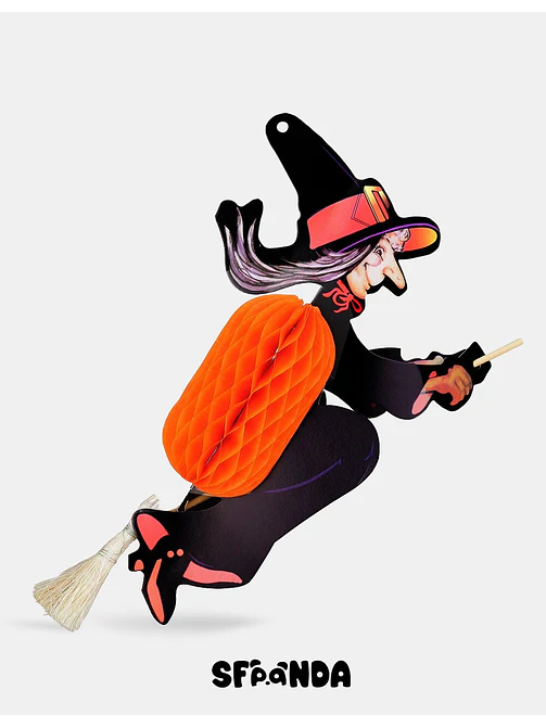 ADORNO DE PAPEL HALLOWEEN BRUJA C/U                1