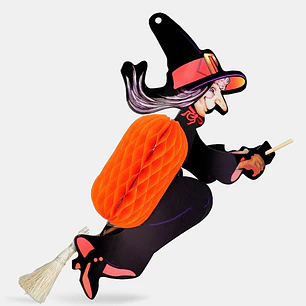 ADORNO DE PAPEL HALLOWEEN BRUJA C/U               