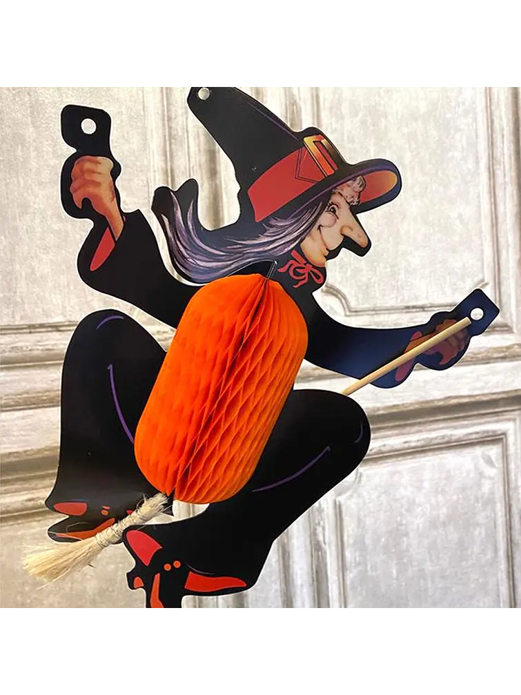 ADORNO DE PAPEL HALLOWEEN BRUJA C/U                2