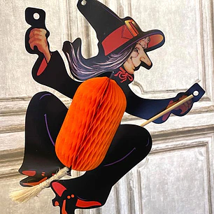 ADORNO DE PAPEL HALLOWEEN BRUJA C/U               