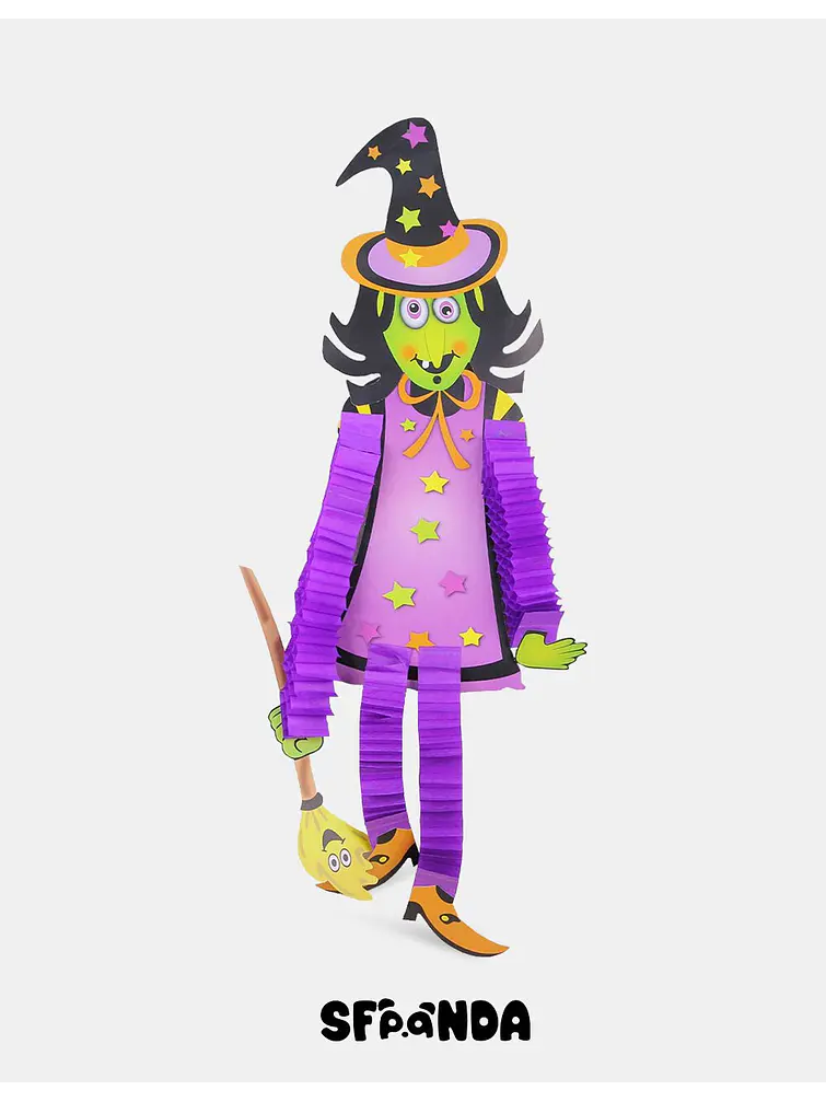 ADORNO DE PAPEL HALLOWEEN BRUJA VERDE C/U          1
