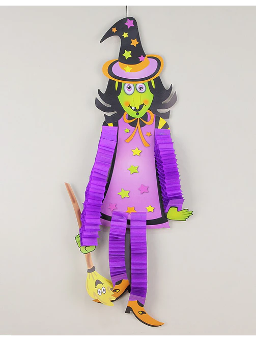 ADORNO DE PAPEL HALLOWEEN BRUJA VERDE C/U          3