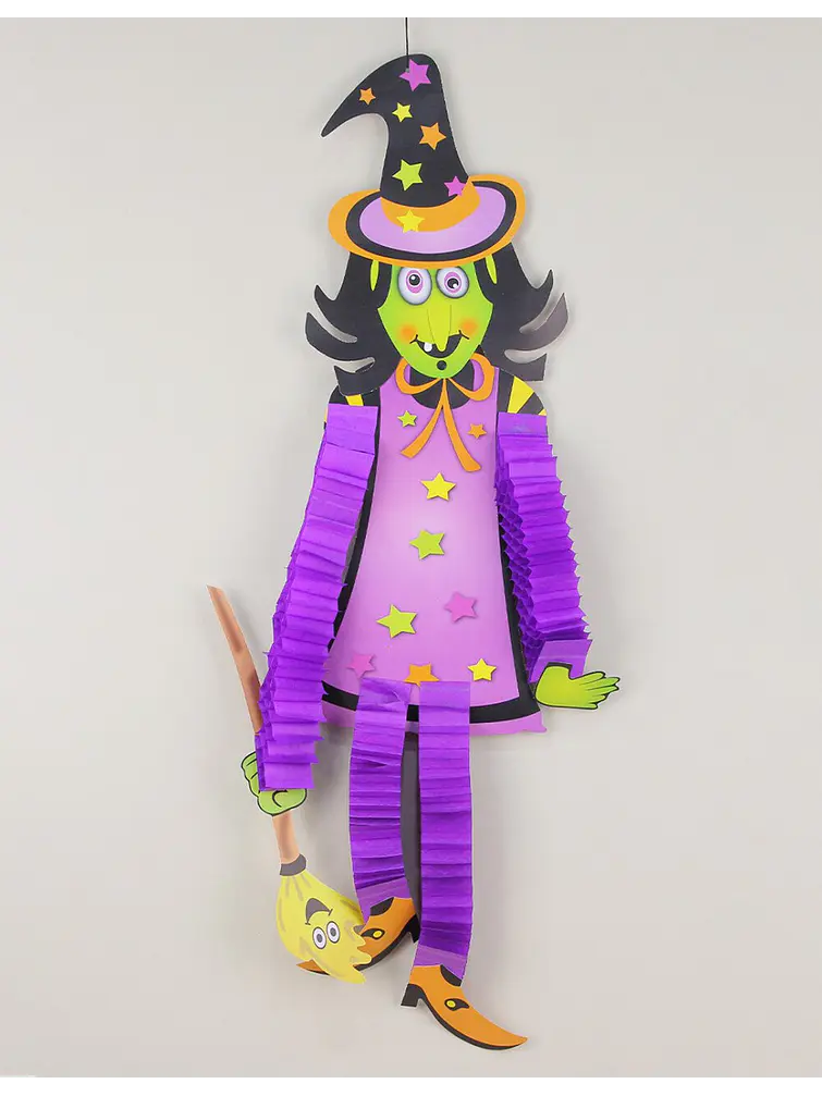 ADORNO DE PAPEL HALLOWEEN BRUJA VERDE C/U          3