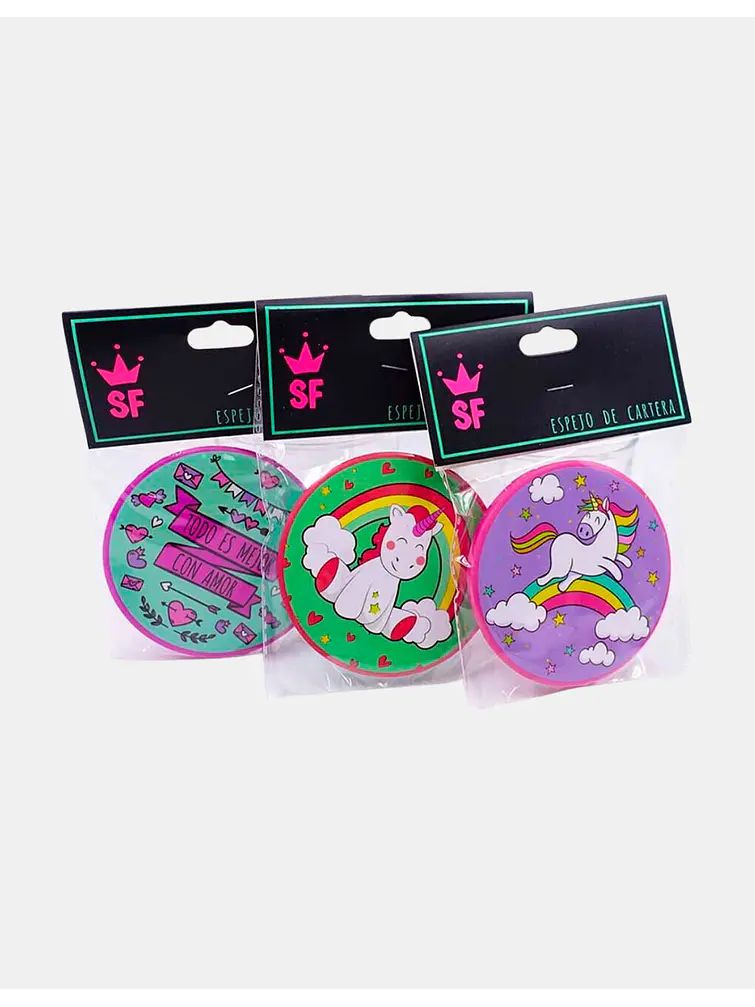 ESPEJO DE CARTERA UNICORNIO C/U 3