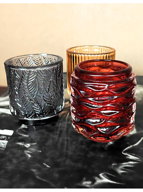 VASO DE VIDRIO COLORES 7*6 C/U 4