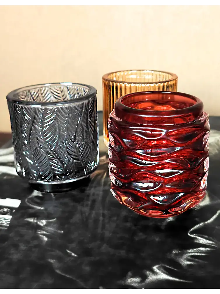 VASO DE VIDRIO COLORES 7*6 C/U 4