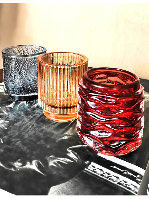 VASO DE VIDRIO COLORES 7*6 C/U 5