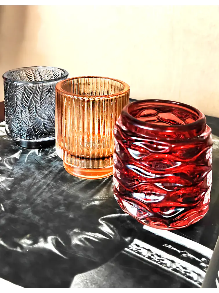 VASO DE VIDRIO COLORES 7*6 C/U 5