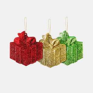 COLGANTE C/PURPURINA NAVIDAD PCS*3