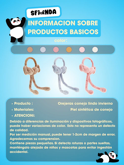 OREJERAS DE PELUCHE C/U 8