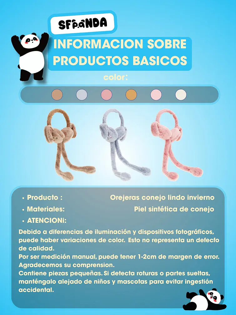 OREJERAS DE PELUCHE C/U 8