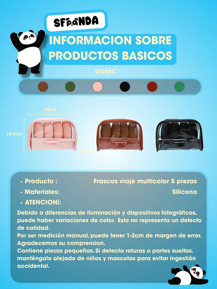 BOTELLAS DE VIAJE CON NECESER C/U 7