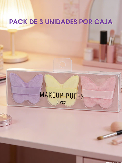ESPONJAS DE MAQUILLAJE CON FORMA DE MARIPOSA PCS*3 2
