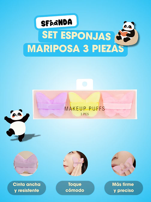 ESPONJAS DE MAQUILLAJE CON FORMA DE MARIPOSA PCS*3 6