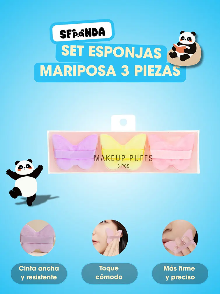 ESPONJAS DE MAQUILLAJE CON FORMA DE MARIPOSA PCS*3 6
