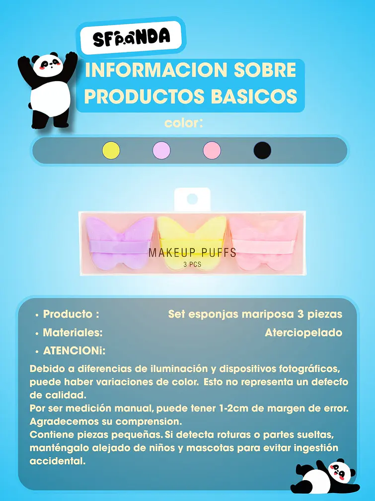 ESPONJAS DE MAQUILLAJE CON FORMA DE MARIPOSA PCS*3 7