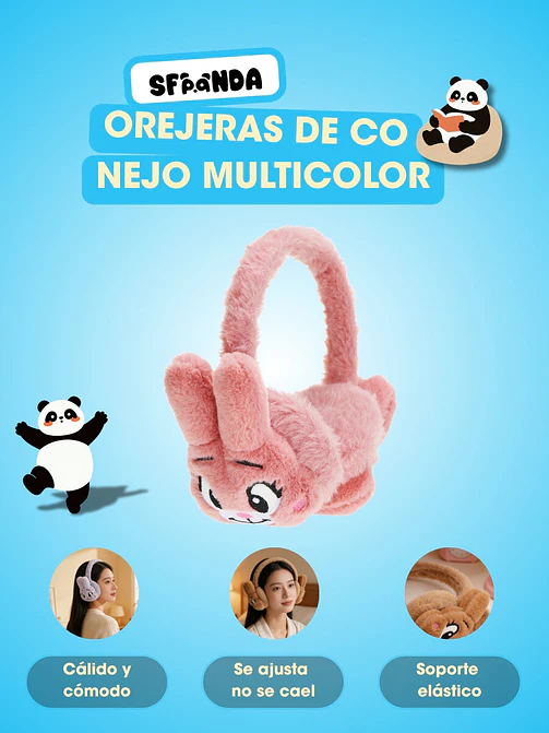 OREJERAS DE PELUCHE CON DISEÑO DE CONEJO
C/U 6