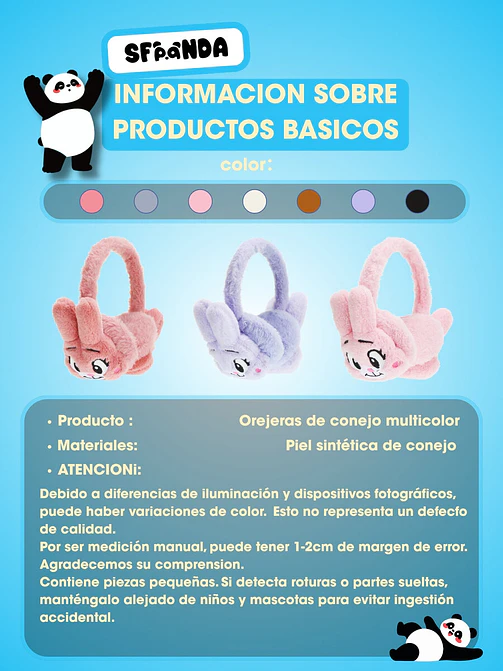 OREJERAS DE PELUCHE CON DISEÑO DE CONEJO
C/U 7