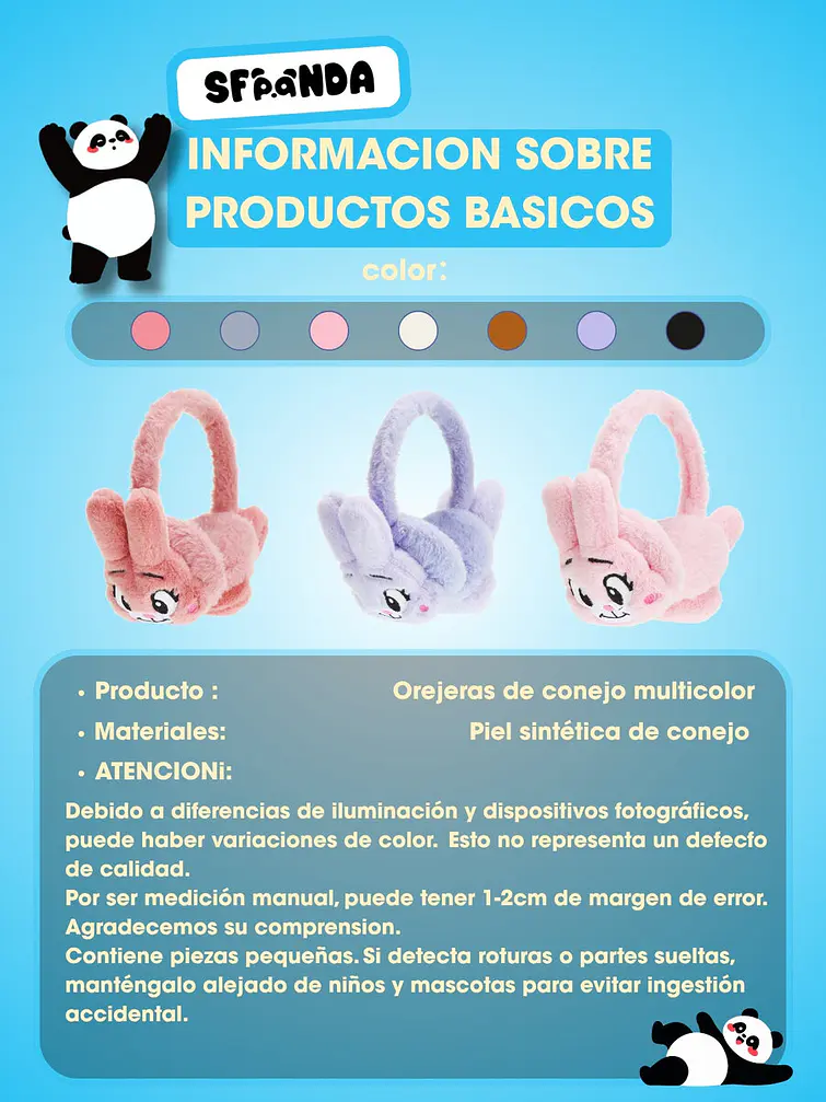 OREJERAS DE PELUCHE CON DISEÑO DE CONEJO
C/U 7