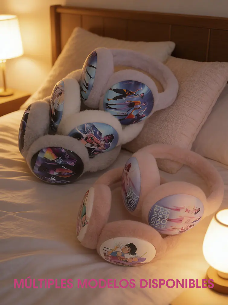 OREJERAS DE PELUCHE CON ILUSTRACIÓN K-POP C/U 5