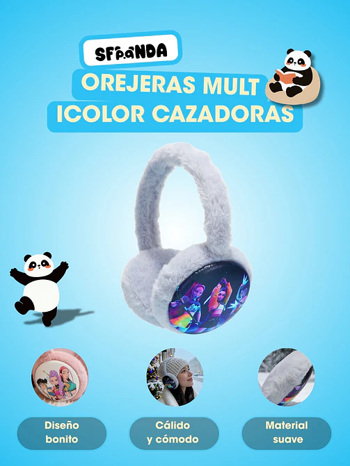OREJERAS DE PELUCHE CON ILUSTRACIÓN K-POP C/U 6