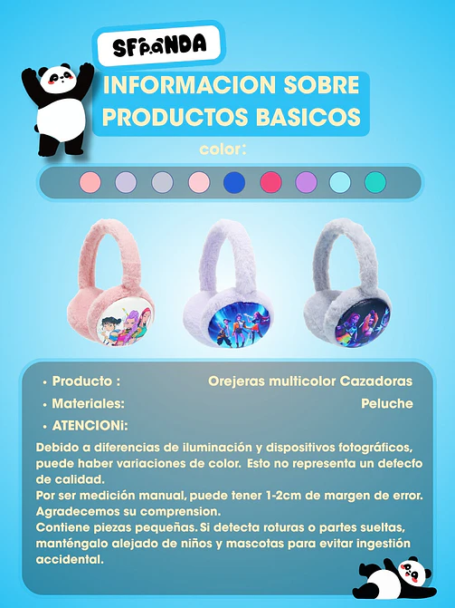 OREJERAS DE PELUCHE CON ILUSTRACIÓN K-POP C/U 7