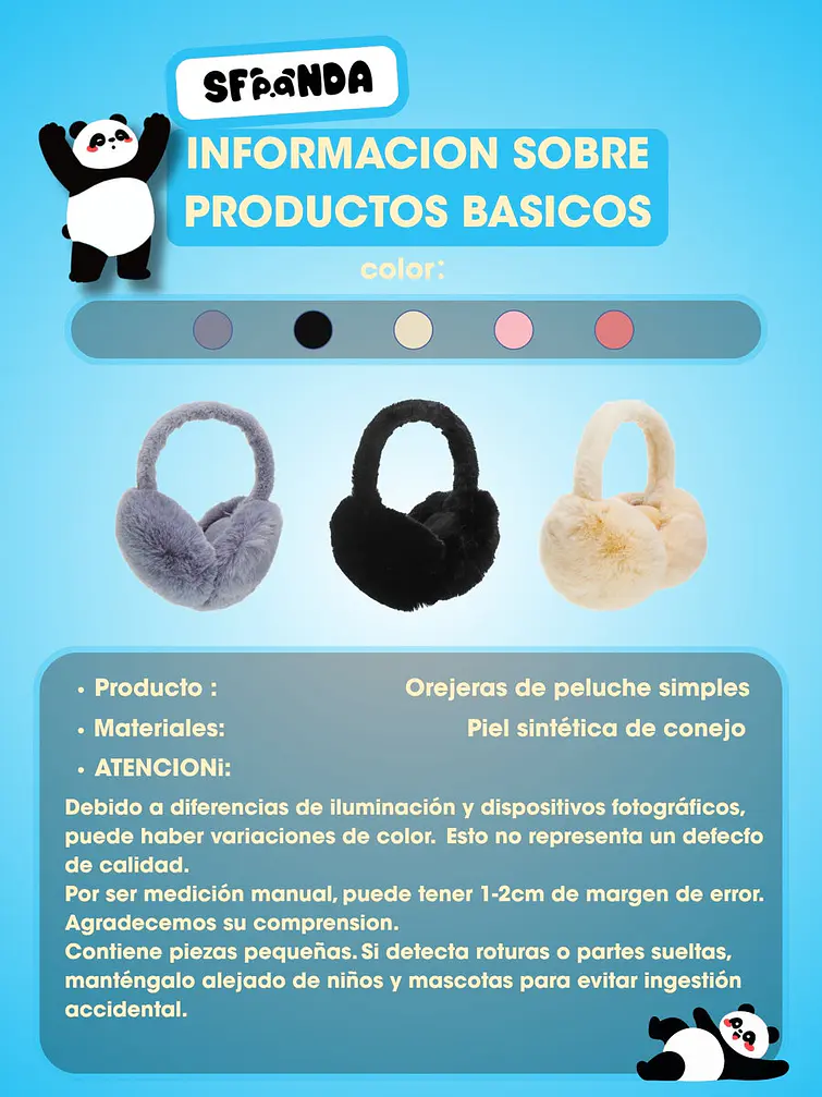 OREJERAS DE PELUCHE C/U 7