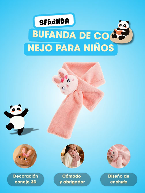 BUFANDA INFANTIL CON DISEÑO DE CONEJO C/U 7