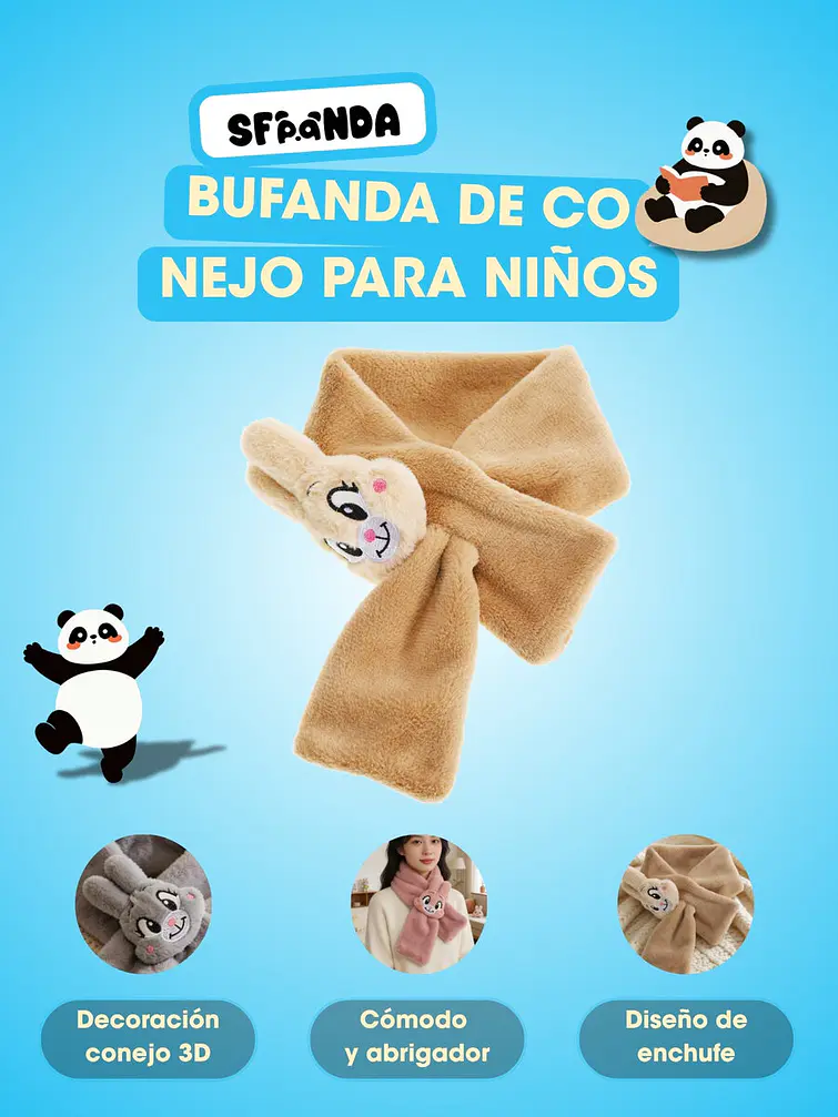 BUFANDA INFANTIL CON DISEÑO DE CONEJO C/U 7