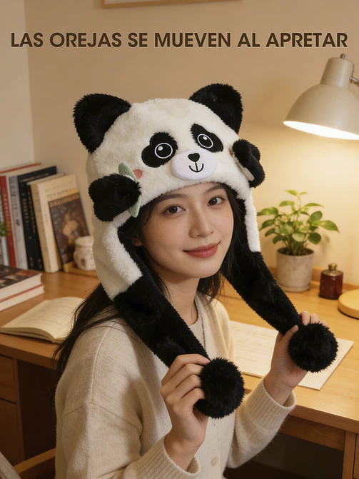 GORRO DE PELUCHE PANDA C/U 2