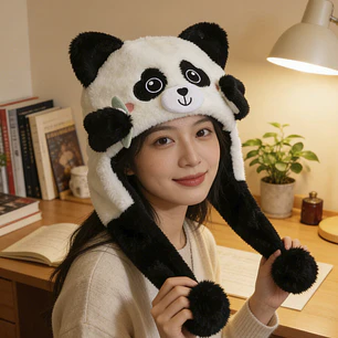 GORRO DE PELUCHE PANDA C/U