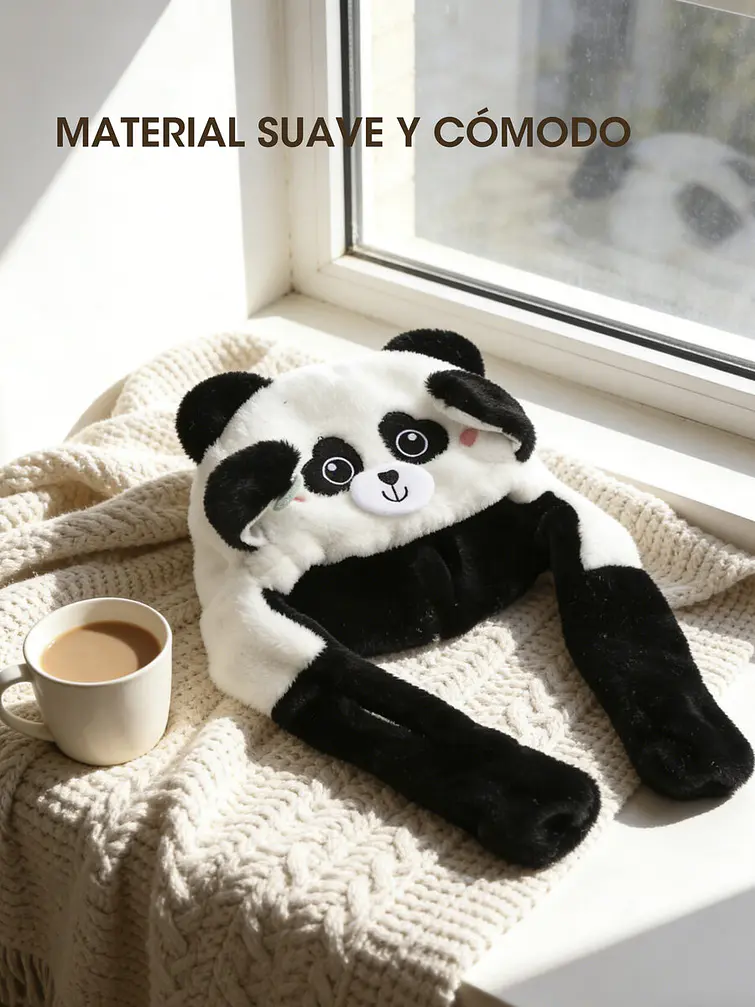 GORRO DE PELUCHE PANDA C/U 3