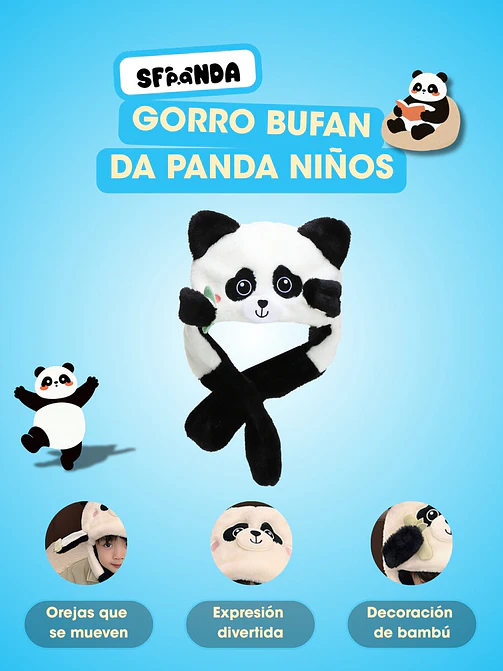 GORRO DE PELUCHE PANDA C/U 5