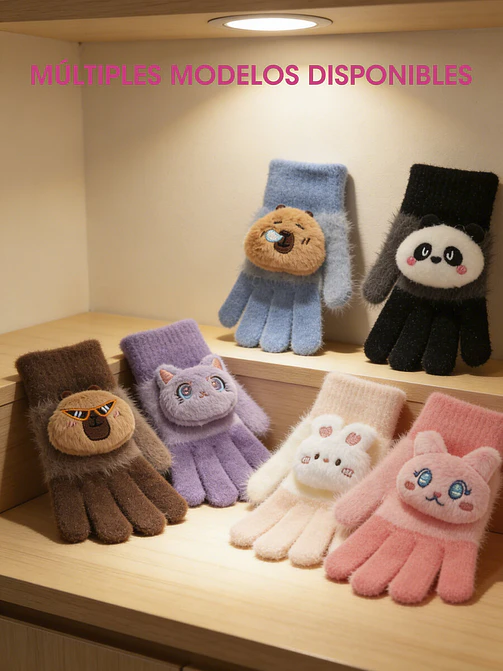 GUANTES INFANTILES DE ANIMALITOS C/U 4