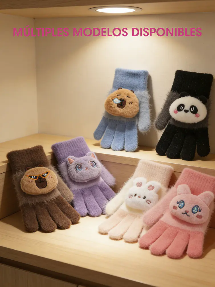 GUANTES INFANTILES DE ANIMALITOS C/U 4