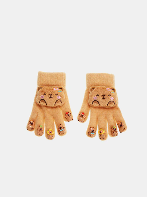 GUANTES INFANTILES CON DISEÑO CAPIBARA C/U