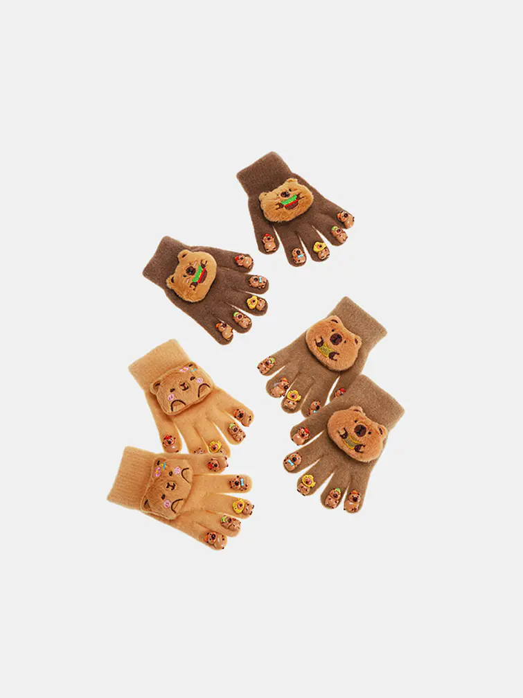 GUANTES INFANTILES CON DISEÑO CAPIBARA C/U 3