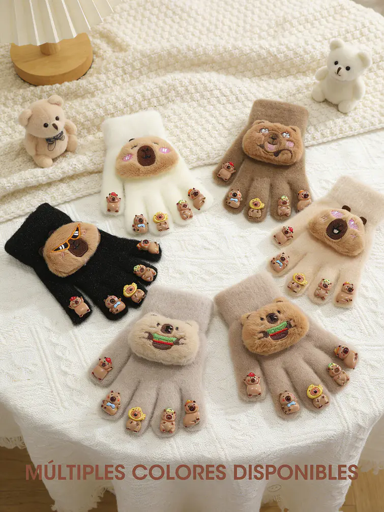 GUANTES INFANTILES CON DISEÑO CAPIBARA C/U 4