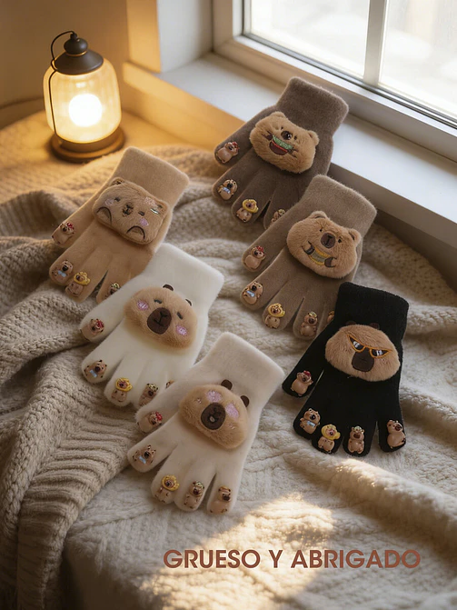 GUANTES INFANTILES CON DISEÑO CAPIBARA C/U 6
