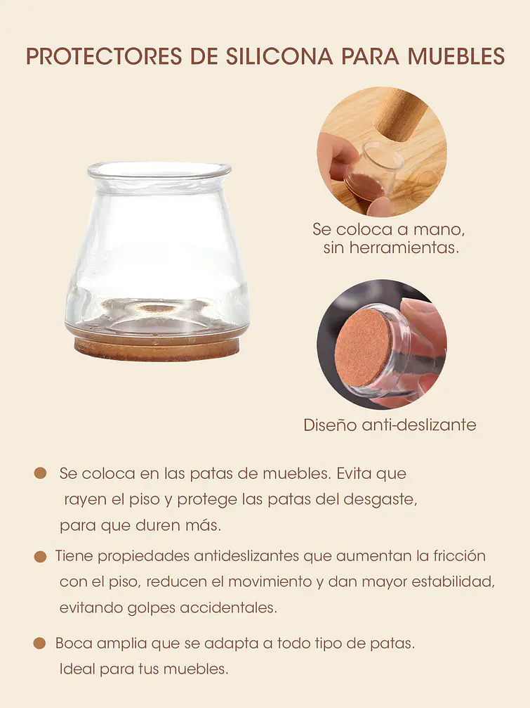 FUNDA PARA PIE DE MESA DE SILICONA PCS*4 3