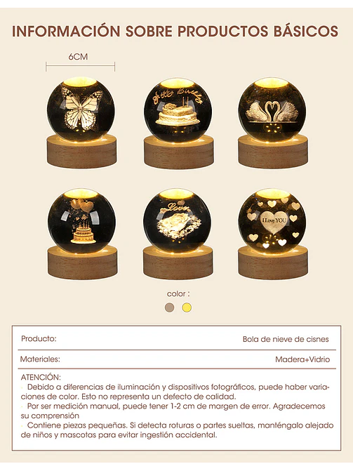 BOLA DE CRISTAL 6 CM C/U 12