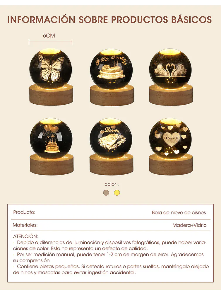 BOLA DE CRISTAL 6 CM C/U 12
