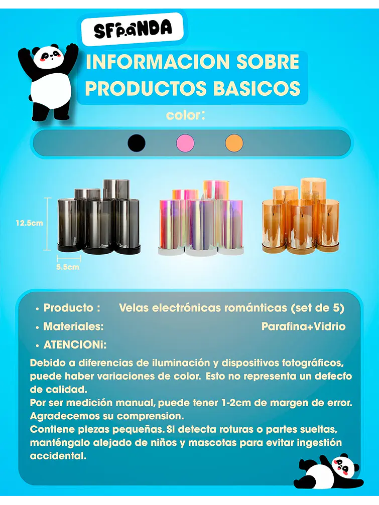 SET DE 5 VELAS LED C/U 9