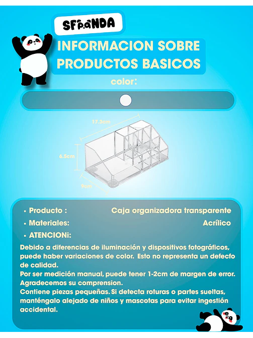 ORGANIZADOR  MAQUILLAJE C/U 6