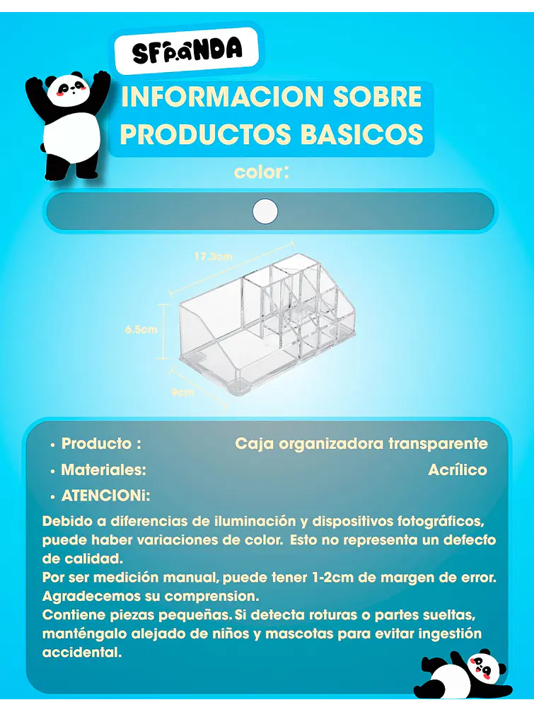 ORGANIZADOR  MAQUILLAJE C/U 6