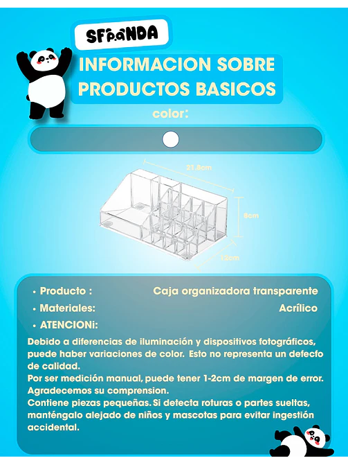 ORGANIZADOR  MAQUILLAJE C/U 8
