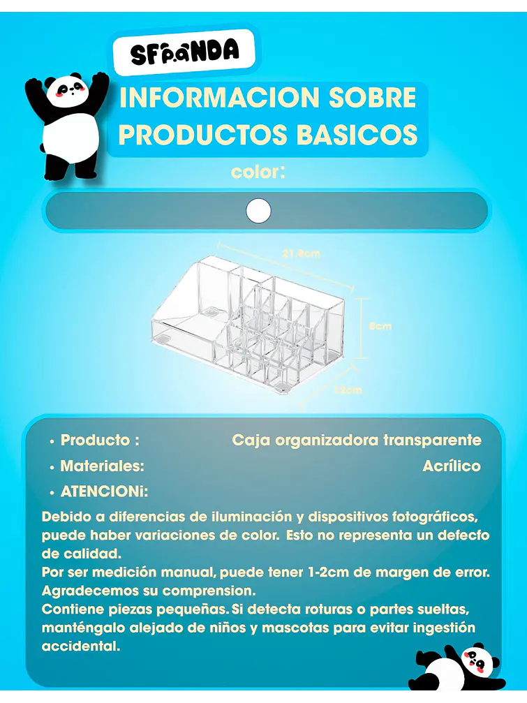 ORGANIZADOR  MAQUILLAJE C/U 8