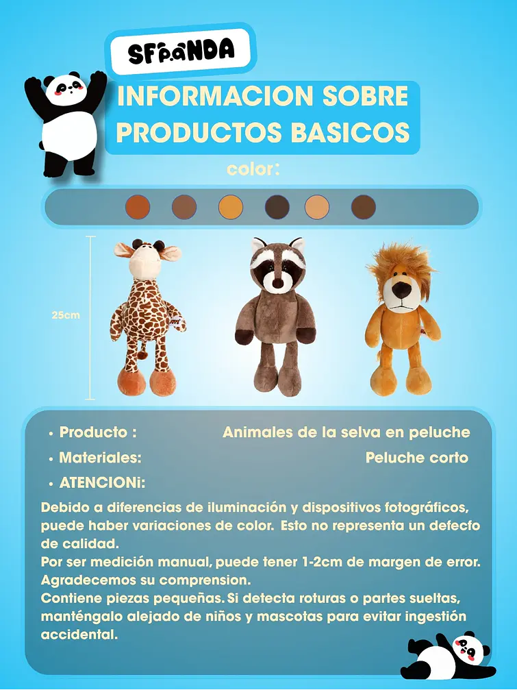 PELUCHE DE ANIMALES C/U 6